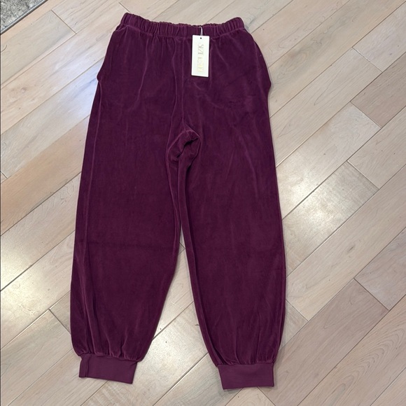 Suzie Kondi pocket track pants cotton velour plum - Picture 1 of 8